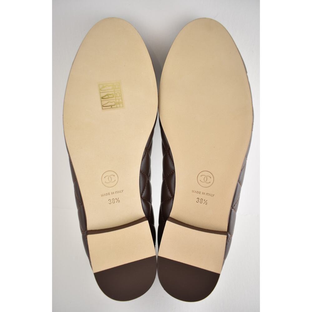 Chanel 26B Chocolate Dark Brown Lambskin Quilted CC Ballet Ballerina Flat 38.5 - Picture 16 of 16